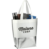 Large Laminated Metallic Bottom Tote — White — decorated right angle — 4