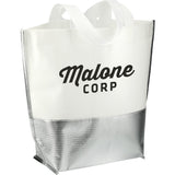 Large Laminated Metallic Bottom Tote — White — decorated right angle — 3