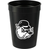 Solid 12oz Stadium Cup — Black (BK) — decorated front view — 10