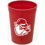 Solid 12oz Stadium Cup — Red (RD) — decorated front view — 14