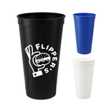 Solid 24oz Stadium Cup — Black (BK) — decorated front view — 10
