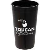 Solid 32oz Stadium Cup — Black (BK) — decorated front view — 2