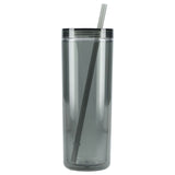 Chroma Recycled Acrylic Skinny Tumbler 16oz — Black (BK) — blank front view — 20