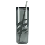 Chroma Recycled Acrylic Skinny Tumbler 16oz — Black (BK) — decorated front view — 18