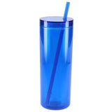 Chroma Recycled Acrylic Skinny Tumbler 16oz — Blue (BL) — blank front view — 24