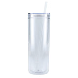 Chroma Recycled Acrylic Skinny Tumbler 16oz — Clear (CL) — blank front view — 16