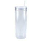 Chroma Recycled Acrylic Skinny Tumbler 16oz — Clear (CL) — blank front view — 17