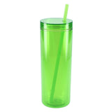 Chroma Recycled Acrylic Skinny Tumbler 16oz — Lime (LM) — blank front view — 12