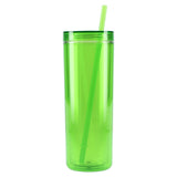 Chroma Recycled Acrylic Skinny Tumbler 16oz — Lime (LM) — blank front view — 13