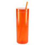 Chroma Recycled Acrylic Skinny Tumbler 16oz — Orange (OR) — blank front view — 8