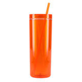 Chroma Recycled Acrylic Skinny Tumbler 16oz — Orange (OR) — blank front view — 9