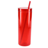 Chroma Recycled Acrylic Skinny Tumbler 16oz — Red (RD) — blank front view — 4