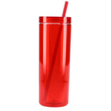 Chroma Recycled Acrylic Skinny Tumbler 16oz — Red (RD) — blank front view — 5