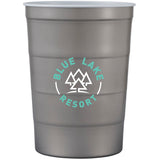Recyclable Steel Chill-Cups™ 16oz — Gray (GY) — decorated front view — 7