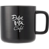 Boulder 12 oz Ceramic Mug — Black (BK) — decorated front view — 14