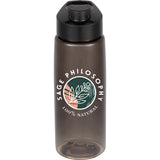 Flair 26 oz Tritan™ Bottle with Pop-Open Drink-Thru Lid — Smoke (SM) — decorated left angle — 2