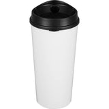 Roadmaster 20oz Travel Tumbler with Sip-Thru Lid — Black (BK) — blank back view — 12