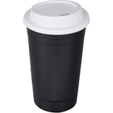 Traveler 16 oz Travel Cup with Sip-Through Lid — Black (BK) — blank front view — 29
