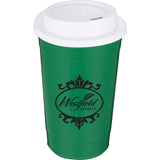 Traveler 16 oz Travel Cup with Sip-Through Lid — Green (GR) — decorated front view — 22