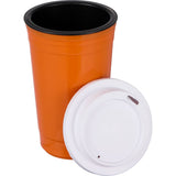 Traveler 16 oz Travel Cup with Sip-Through Lid — Orange (OR) — blank left angle — 21