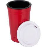 Traveler 16 oz Travel Cup with Sip-Through Lid — Red (RD) — blank left angle — 16