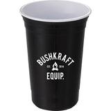 Varsity 16 oz Double-Wall Cup — Black (BK) — decorated front view — 8