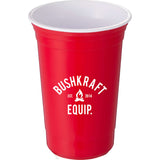 Varsity 16 oz Double-Wall Cup — Red (RD) — decorated front view — 5