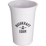 Varsity 16 oz Double-Wall Cup — White (WH) — decorated front view — 2