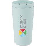 Carissa 14 oz Vacuum Insulated Tumbler with Slide Lid — Blue Agave — decorated front view — 30