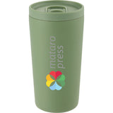 Carissa 14 oz Vacuum Insulated Tumbler with Slide Lid — Sage (SG) — decorated front view — 2