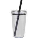 Anna 15 oz Recycled Acrylic Straw Tumbler — Black (BK) — blank back view