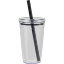 Anna 15 oz Recycled Acrylic Straw Tumbler — Black (BK) — blank front view