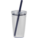 Anna 15 oz Recycled Acrylic Straw Tumbler — Blue (BL) — blank back view