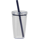 Anna 15 oz Recycled Acrylic Straw Tumbler — Blue (BL) — blank front view