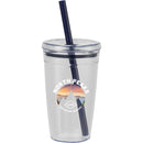 Anna 15 oz Recycled Acrylic Straw Tumbler — Blue (BL) — decorated front view