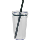 Anna 15 oz Recycled Acrylic Straw Tumbler — Green (GR) — blank back view