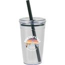 Anna 15 oz Recycled Acrylic Straw Tumbler — Green (GR) — decorated front view