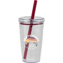 Anna 15 oz Recycled Acrylic Straw Tumbler — Maroon (MR) — decorated front view