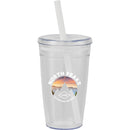 Anna 15 oz Recycled Acrylic Straw Tumbler — White (WH) — decorated front view