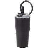 Tango 20 oz Double Wall Tumbler with Silicone Straw — Black (BK) — blank left angle — 28
