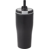 Tango 20 oz Double Wall Tumbler with Silicone Straw — Black (BK) — blank back view — 26