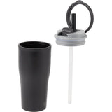 Tango 20 oz Double Wall Tumbler with Silicone Straw — Black (BK) — blank detail view — 25
