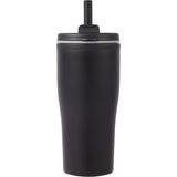 Tango 20 oz Double Wall Tumbler with Silicone Straw — Black (BK) — blank front view — 22