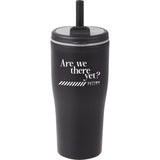 Tango 20 oz Double Wall Tumbler with Silicone Straw — Black (BK) — decorated front view — 20