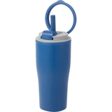 Tango 20 oz Double Wall Tumbler with Silicone Straw — Blue (BL) — blank left angle — 64