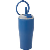 Tango 20 oz Double Wall Tumbler with Silicone Straw — Blue (BL) — blank right angle — 63