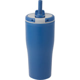 Tango 20 oz Double Wall Tumbler with Silicone Straw — Blue (BL) — blank back view — 62