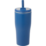 Tango 20 oz Double Wall Tumbler with Silicone Straw — Blue (BL) — blank front view — 57
