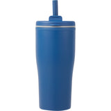 Tango 20 oz Double Wall Tumbler with Silicone Straw — Blue (BL) — blank front view — 58