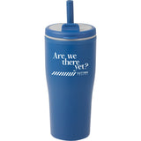 Tango 20 oz Double Wall Tumbler with Silicone Straw — Blue (BL) — decorated front view — 56